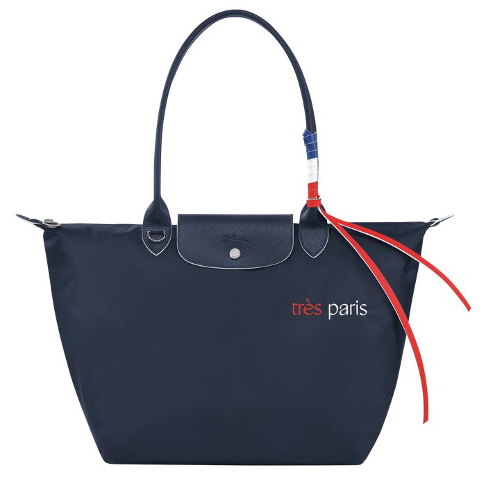 Longchamp Le Pliage Tres Paris Naisten Olkalaukku Laivastonsininen | 8137569-ZY